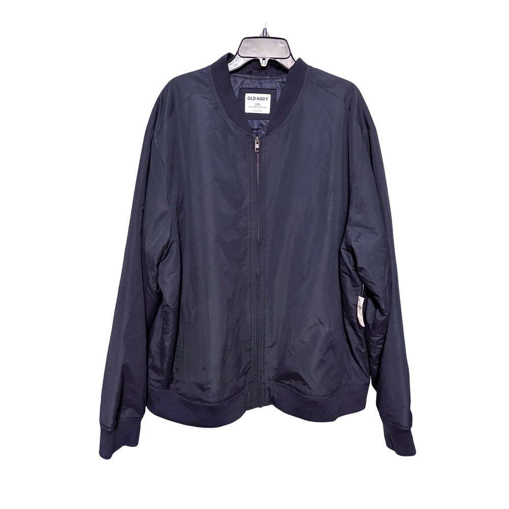 Old Navy Men's 3XL XXXL Navy Blue Water Resistant Full Zip Bomber Jacket NWT